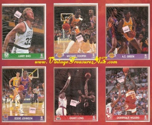 Image for NBA Hoops Action Photos Team Sets Basketball Players Photographs Set of 6 MIP (Larry Bird, Michael Cooper, A.C. Green, Eddie Johnson, Grant Long, & Dominique Wilkins) <b><span style='color:red'>*****PRIORITY MAIL SHIPPING INCLUDED – DOMESTIC ORDERS ONLY!*****</span></b><span style='color:purple'>